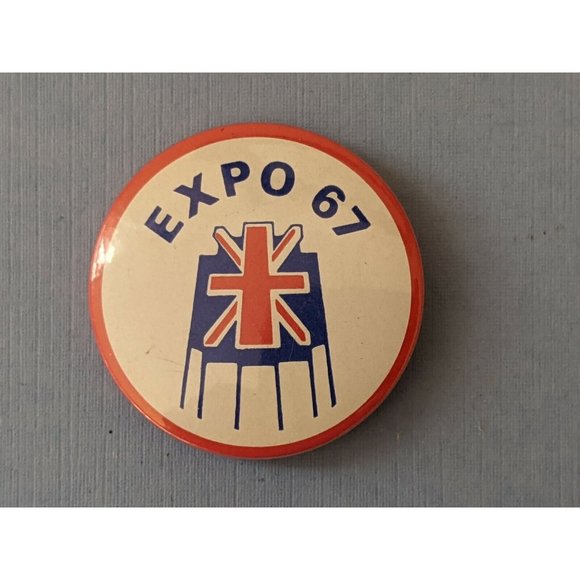 Expo 67 Montréal Terre des Hommes Man and his World Great Britain pinback button - Picture 1 of 4